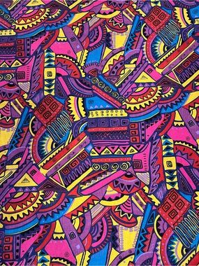 Ankara Wax Print Fabric Vibrant Geometric Tribal Abstract Colorful  2 Yards